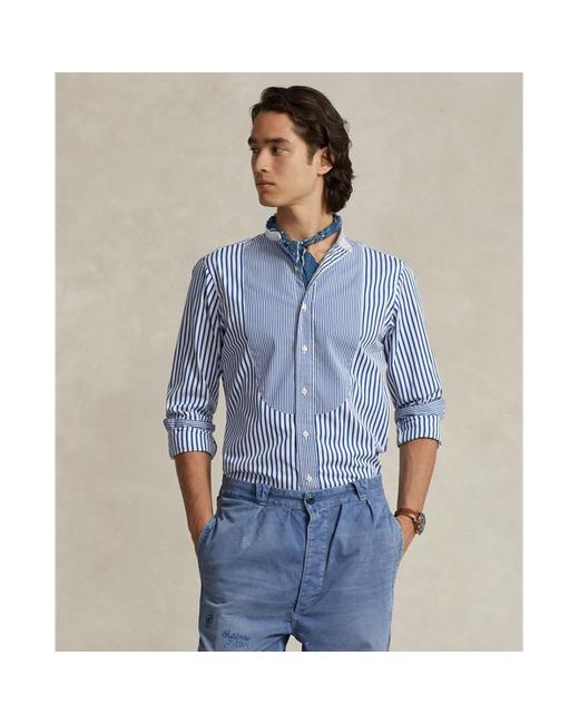 Polo Ralph Lauren Classic Fit Gestreept Poplin Overhemd in het Blue voor heren
