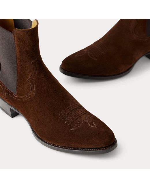 Ralph Lauren Brown Ralph Lauren Calf-Suede Chelsea Western Boot for men