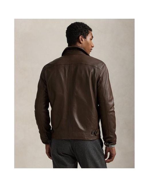 Polo Ralph Lauren Brown Leather Jacket for men