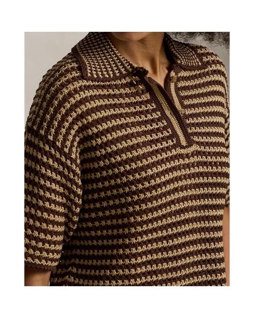 Polo Ralph Lauren Black Striped Knit Cotton Polo Shirt