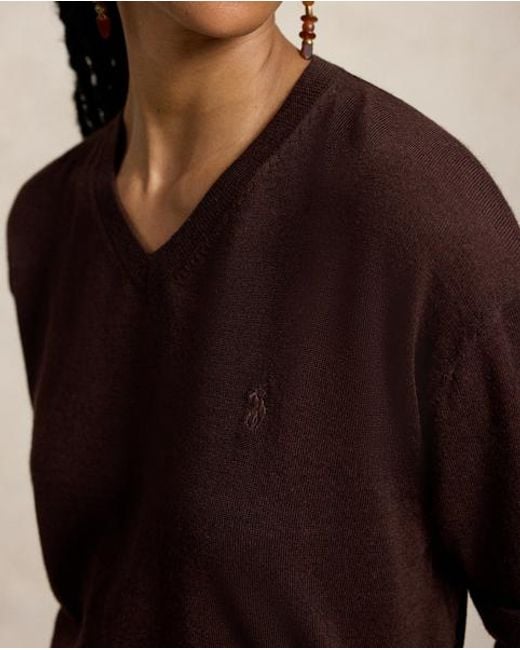 Polo Ralph Lauren Black Wool V-Neck Jumper
