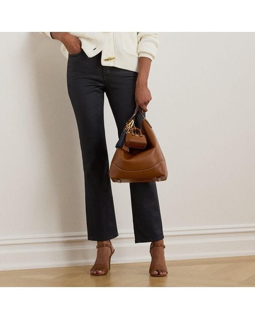 Jean Droit 7/8 Taille Haute Enduit Ralph Lauren en coloris Black