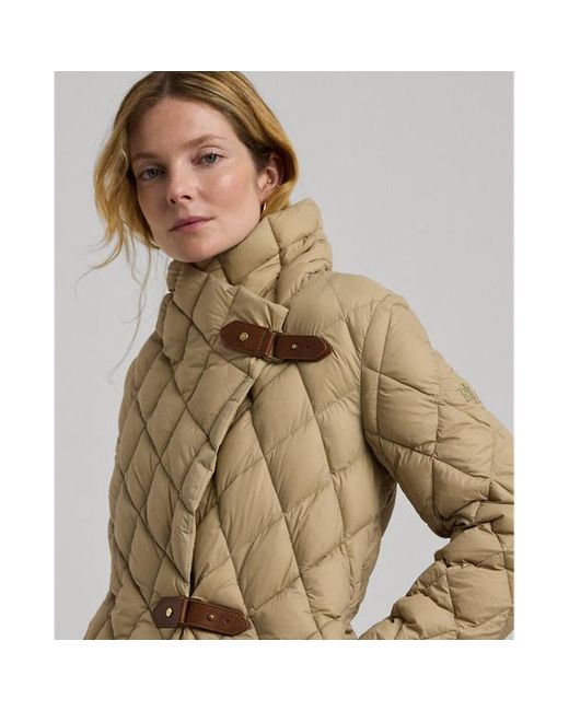 Ralph Lauren Green Buckle-trim Diamond-quilted Coat