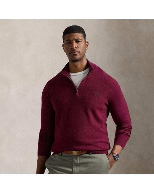 Ralph Lauren Red Ralph Lauren Mesh-knit Cotton Quarter-zip Sweater for men