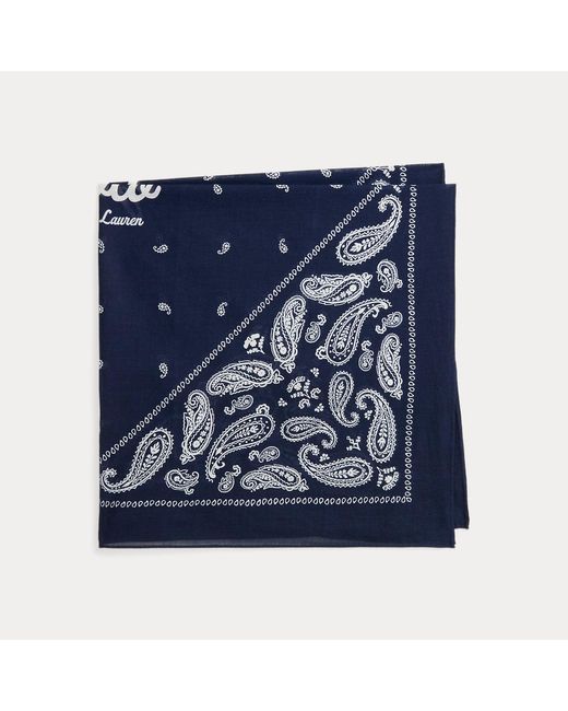 Polo Ralph Lauren Blue Logo Paisley Cotton Bandanna