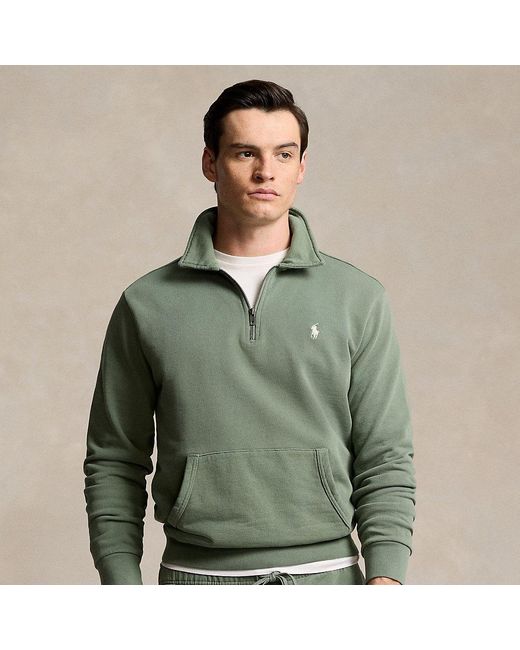 Polo Ralph Lauren Green Loopback Fleece Quarter-zip Sweatshirt for men