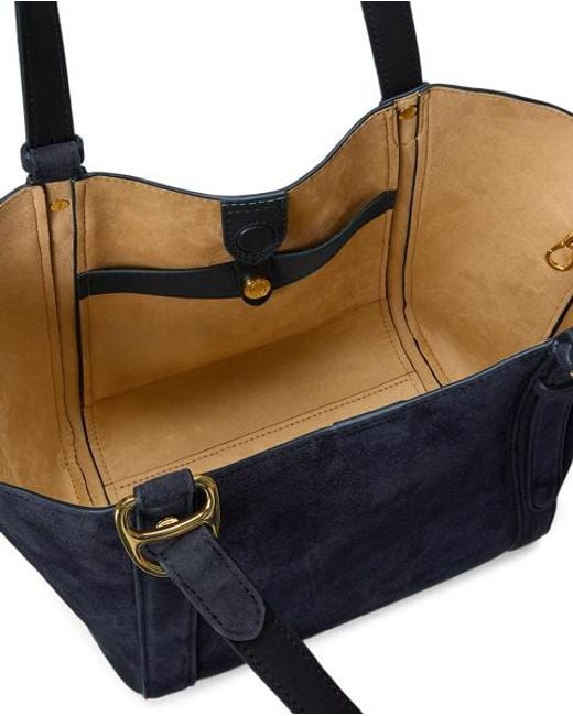 Ralph Lauren Blue Sheep-Suede Small Tasha Tote Bag