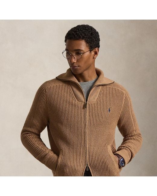 Polo Ralph Lauren Brown Logo-Embroidered Wool-Blend Cardigan for men
