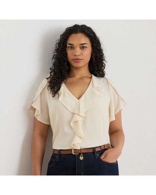 Ralph Lauren Natural Ralph Lauren Ruffle-Trim Georgette Blouse