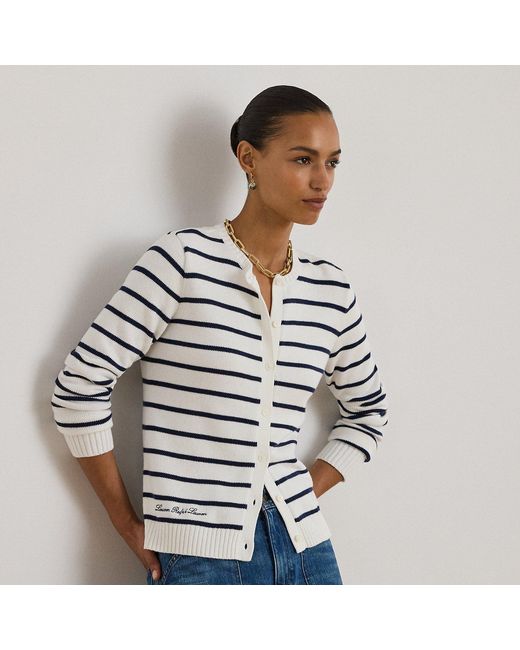 Ralph Lauren Brown Striped Cotton Cardigan