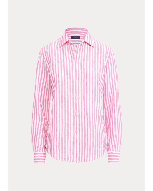 Camisa de rayas en lino Relaxed Fit Polo Ralph Lauren de color Rosa | Lyst
