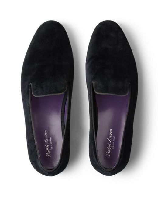 Ralph Lauren Black Alonzo Velvet Slipper for men