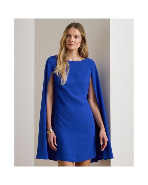 cape georgette cocktail dress Ralph Lauren in Blue Lauren cape Color:Green Rubbel Plaid strap sandals as shown Binienty Side Pockets Ladies red blue tribal dress