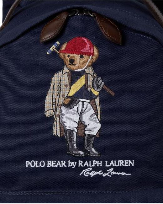 Ralph Lauren Blue Polo Bear Canvas Backpack for men