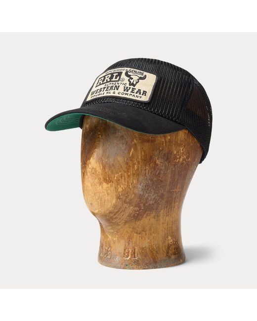RRL Green Denim-Bill Mesh Trucker Cap for men