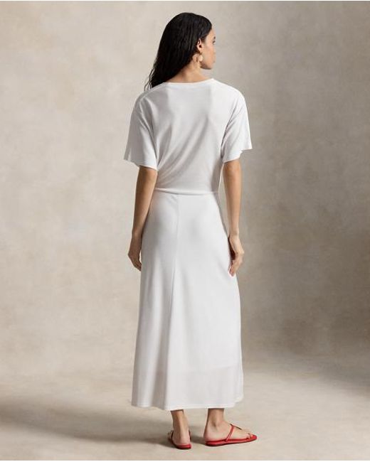 Polo Ralph Lauren White Twist-Detail Tee Dress