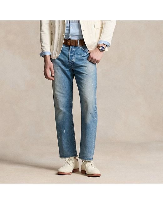 Polo Ralph Lauren Heritage Straight Fit Distressed Jeans in het Blue voor heren