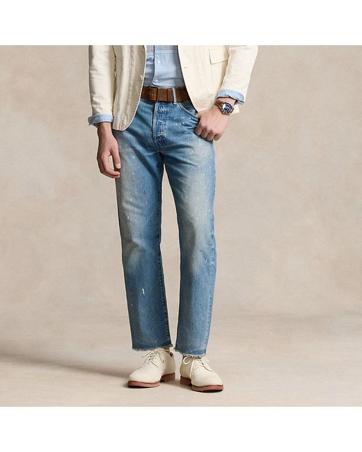 Ralph Lauren Blue Heritage Straight Fit Distressed Jean for men