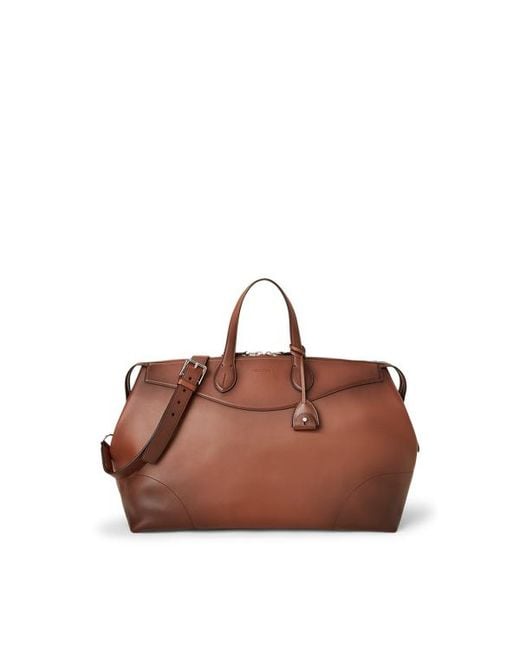 Ralph Lauren Brown Burnished Calfskin Voyager Duffel for men