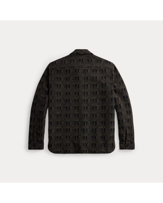 RRL Black Jacquard-Knit Wool-Blend Workshirt for men