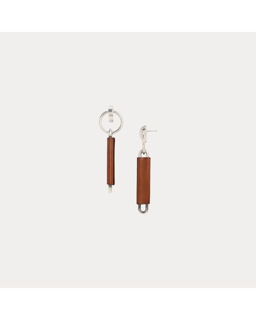 Ralph Lauren Natural Calfskin-Trim Long Link Earrings