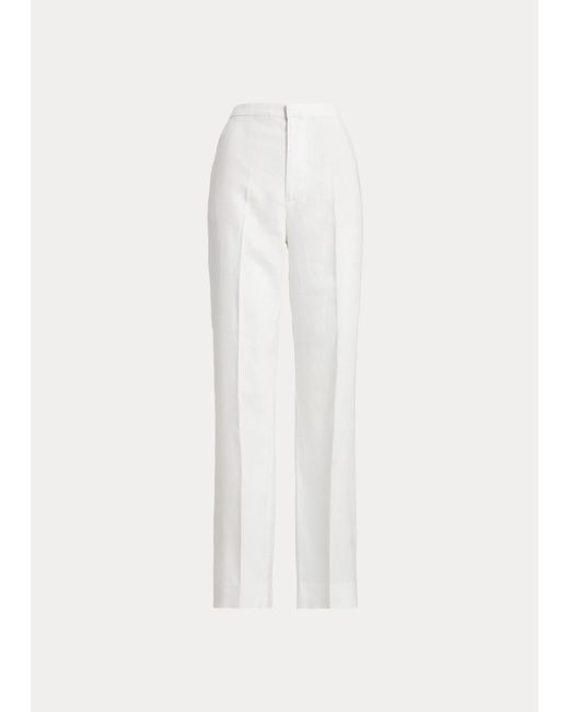Polo Ralph Lauren White Flat Front Linen Pant