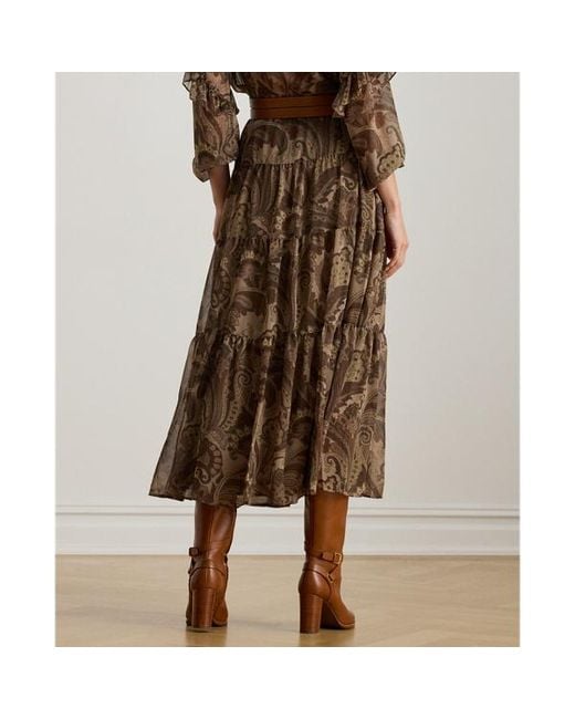 Ralph Lauren Brown Ralph Lauren Paisley Chiffon Tiered Skirt