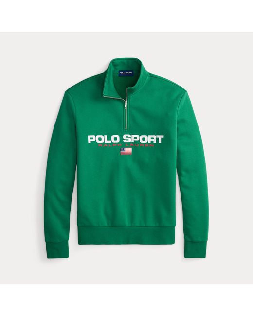 Ralph Lauren Green Polo Sport Fleece Quarter-Zip Sweatshirt for men