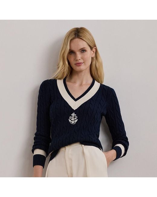 Pull De Cricket Torsadé En Coton Ralph Lauren en coloris Blue