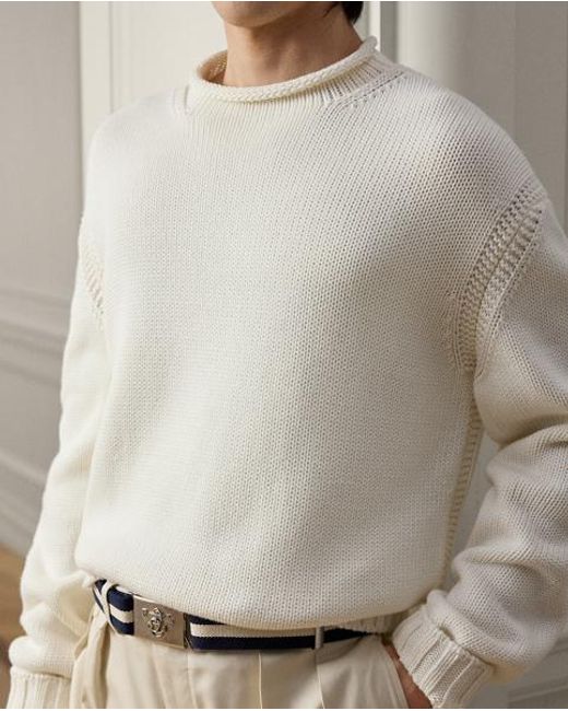 Ralph Lauren White Relaxed Fit Cotton Rollneck Jumper for men