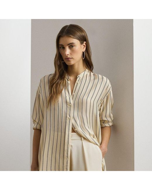 Ralph Lauren Brown Gestreiftes Tunikahemd Aus Jacquard