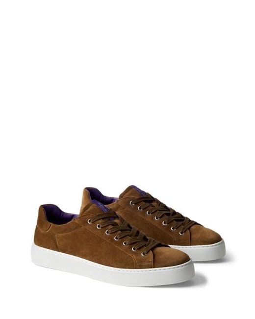 Ralph Lauren Brown Severn Calf-Suede Sneaker for men