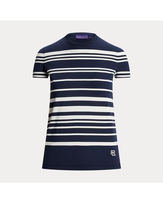 Ralph Lauren Collection Blue Variegated Striped Jersey Tee