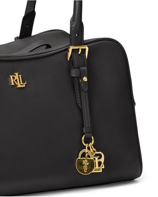 Ralph Lauren Black Large Leather Marcy Zip Satchel