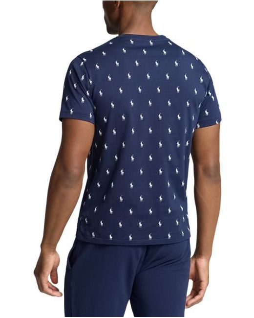 Polo Ralph Lauren Blue Allover Pony Cotton Jersey Sleep Shirt for men