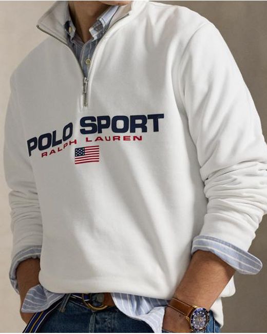 Polo Ralph Lauren Blue Polo Sport Fleece Quarter-Zip Sweatshirt for men