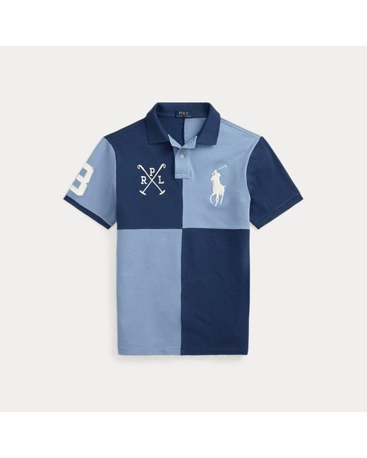 Ralph Lauren Custom Slim Mesh Polo-Shirt Met Big Pony in het Blue voor heren