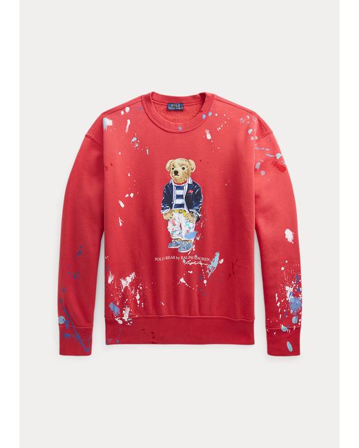 Polo Ralph Lauren Red Paint Splatter Polo Bear Sweatshirt
