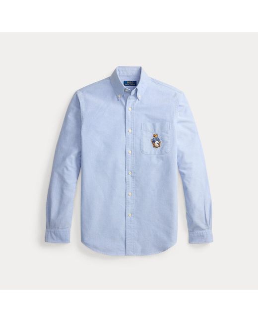 Polo Ralph Lauren Blue Custom Fit Polo Bear Oxford Shirt for men