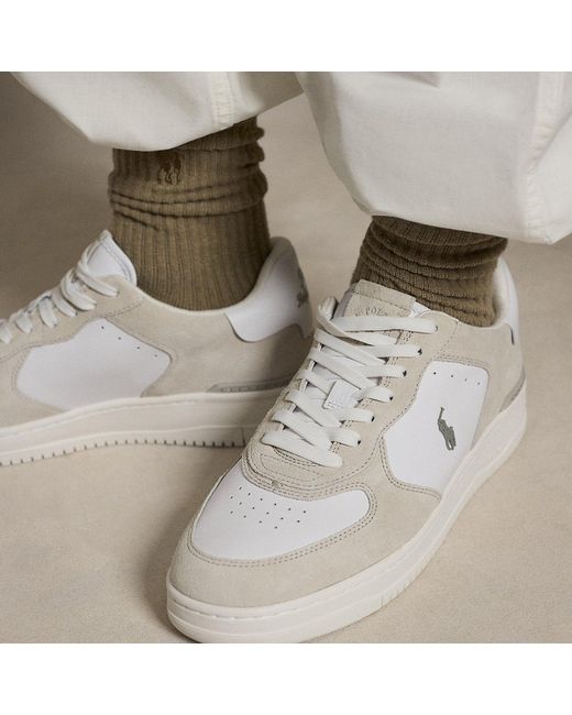 Polo Ralph Lauren White Masters Court Leather-Suede Trainer for men