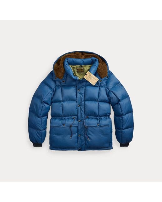 RRL Blue Quilted Ripstop Hooded Jacket for men