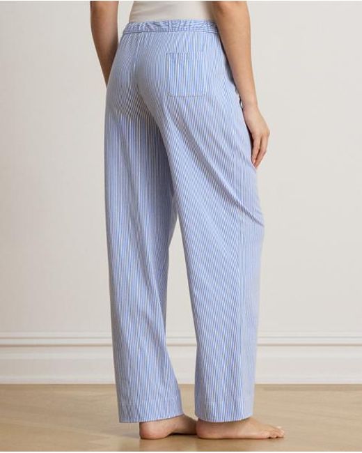 Ralph Lauren Blue Striped Cotton Jersey Pyjama Trouser