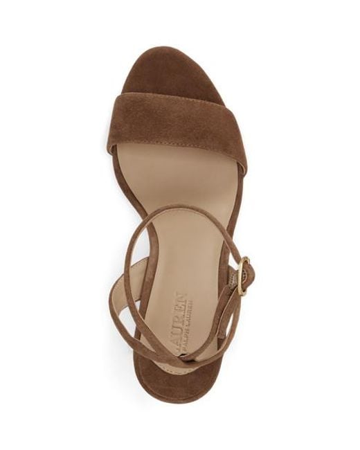 Ralph Lauren Brown Gracy Sheep-Suede Sandal