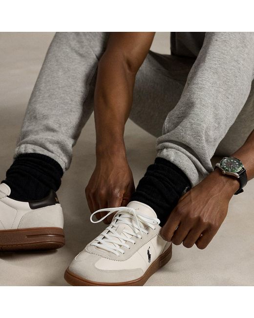 Polo Ralph Lauren White Bedford Leather-Suede Trainer for men