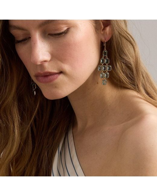 Ralph Lauren Brown Plated Stone Chandelier Earrings