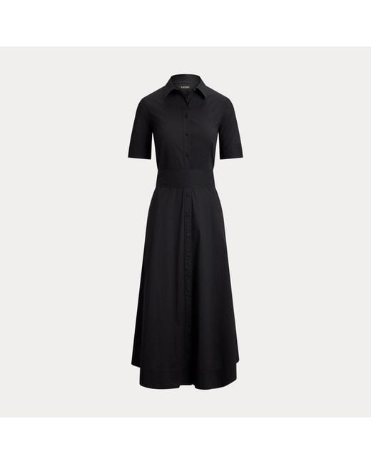 Ralph Lauren Black Belted Stretch-Cotton-Blend Shirtdress
