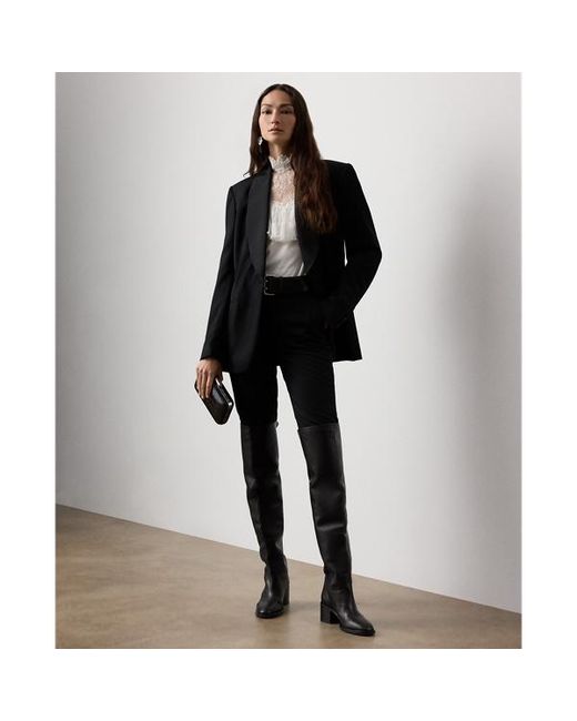 Ralph Lauren Gray Alexandrea Crepe-Back-Satin Blouse