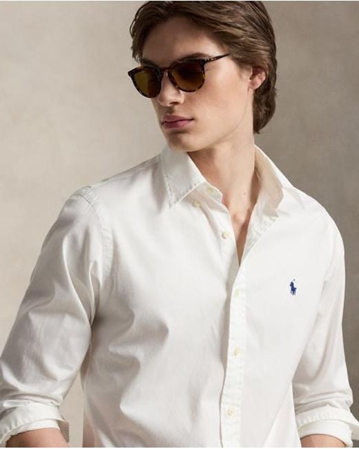 Polo Ralph Lauren White Custom Fit Featherweight Twill Shirt for men