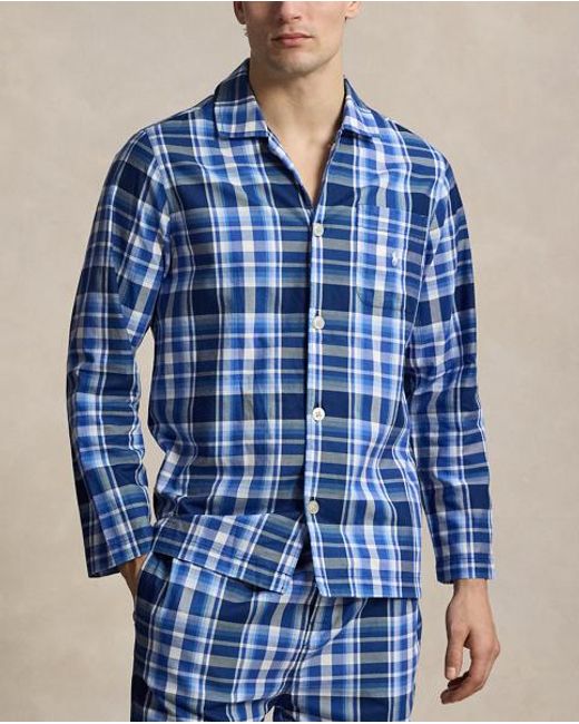Polo Ralph Lauren Blue Monogram-Print Cotton Pyjama Set for men