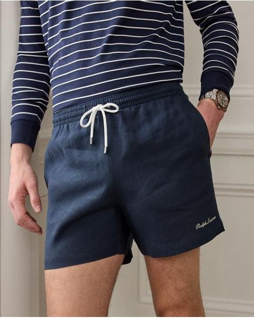 Ralph Lauren Blue 11.5 Cm Amalfi Linen Swimming Shorts for men